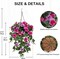 Fake Hanging Flowers with Basket, Artificial Morning Glory Hanging Plants Faux Spring Flowers(Pink Purple)